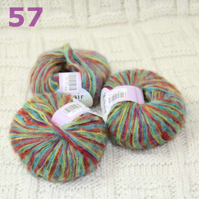 Sale 3BallsX25gr Fluffy Soft Mohair Lace Shawl Rugs Blankets Crocheted Yarn 57