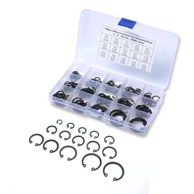 180 IN 1 65 Mn Carbon Steel Universal Snap Rings Set for Automotive £12