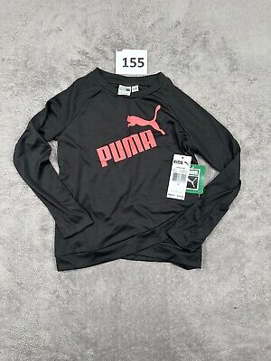 Puma Girls Black/Pink Polyester Blend Sweatshirt & Legging 2-Piece Set Size 6
