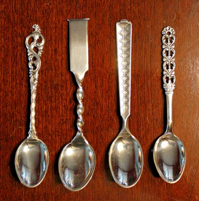 4 NORWAY 830 SILVER COFFEE SPOONS - KLOSTER- Brodrene Lohne- Dobbel Rokokko 34Gr