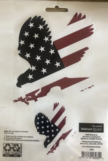 2 Pack New Peel & Stick Window Decals Eagle
