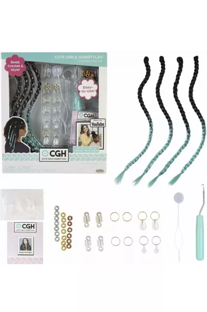 CGH Cute Girls Hairstyles Braid Extensions & Beads - Crochet Hair Kit C1