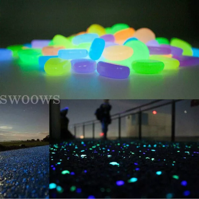 UP TO 300X Pebbles Stone Glow in the Dark Rock Fish Tank Stones Garden Road