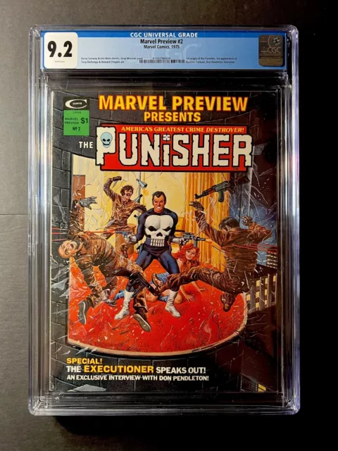 Marvel Preview #2 CGC 9.2 NM ~ 1st origin of the Punisher ~ 1975 ~New Clear Case