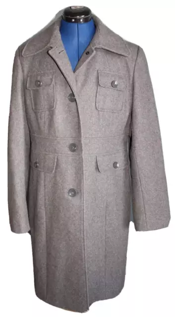 Kenneth Cole Reaction Women's Military Style Pea Coat Gray Wool Blend ~10~