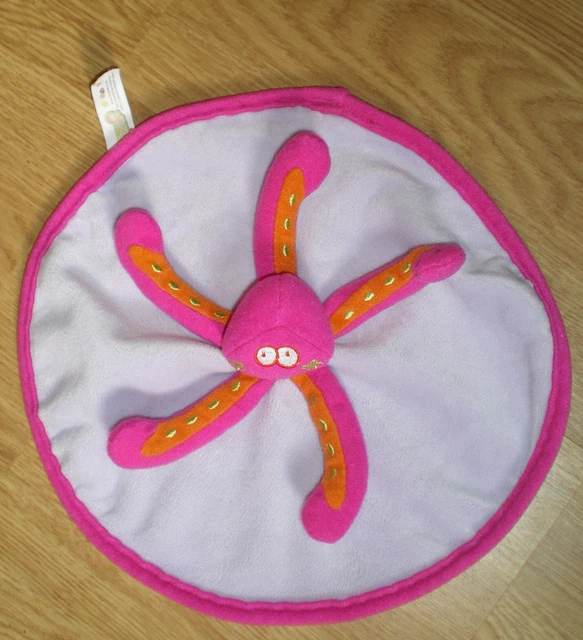 Doudou PELUCHE plat pieuvre rond violet rose orange badabulle marionnette doigt