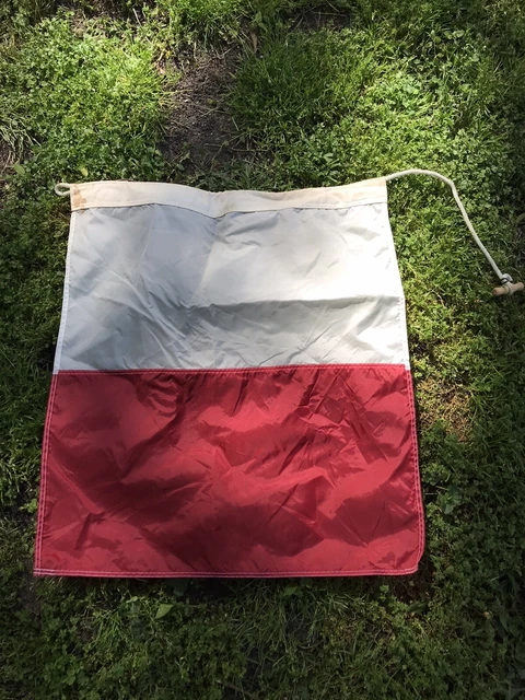 Authentic Vintage Retired Nautical Signal Flag HOTEL Red White AS FOUND 1'x1'