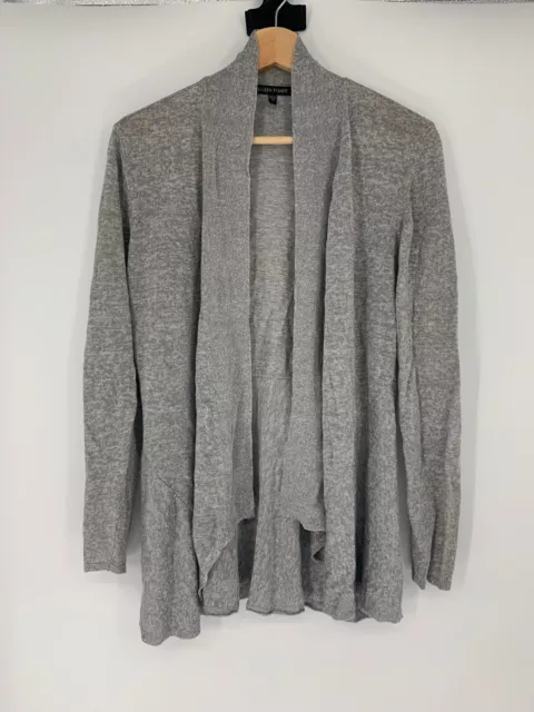 EILEEN FISHER Gray Open Front Cardigan Sweater Linen & Rayon Blend Size S