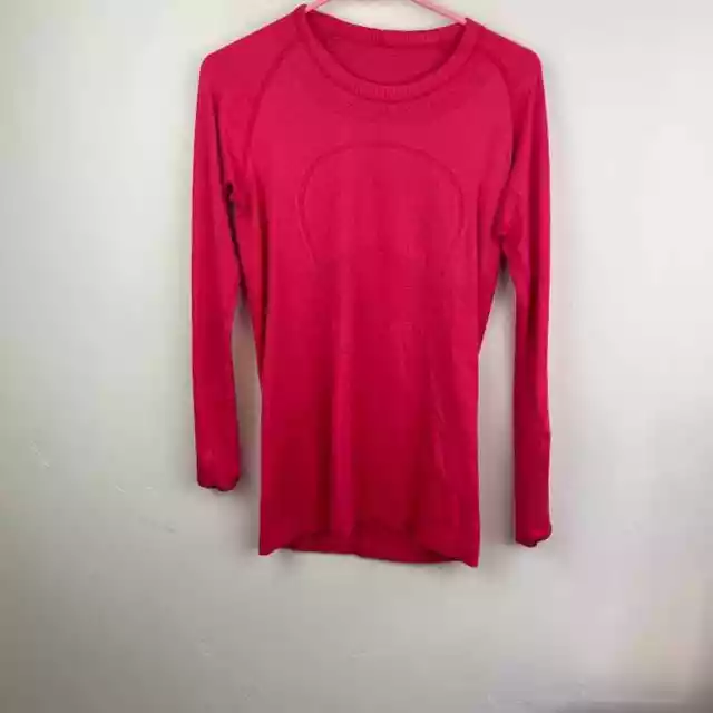 Lululemon swiftly tech long sleeve pink work out shirt womens size 8