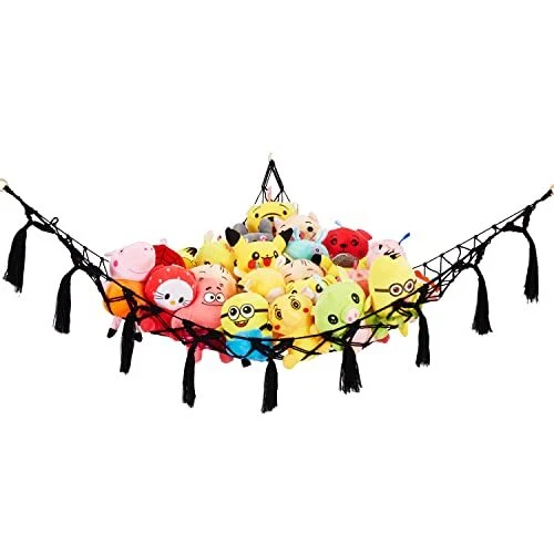LinXius Stuffed Animal Hammock, Net for Stuffed Animals, Jumbo Toy Black