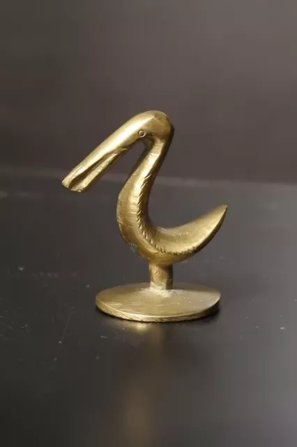 Miniature Abstract Brass Duck Figurine, great vintage shape 3