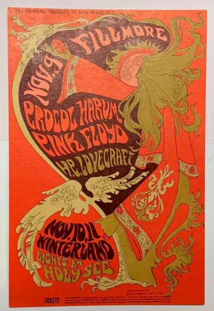 Pink Floyd 1967 Fillmore Aud Winterland Bill Graham Postcard Bg-92 N/M B-17