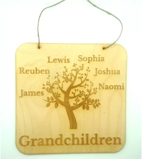 Personalised Family Tree Hanging Plaque. Wooden.Mothers Day Gift. Laser Engraved