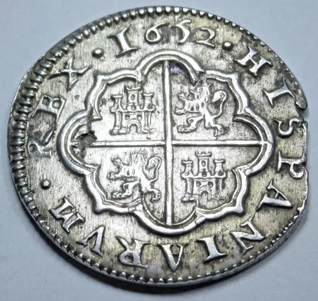 1652 Spanish Silver 2 Reales Genuine Antique 1600's Colonial Pirate Coin