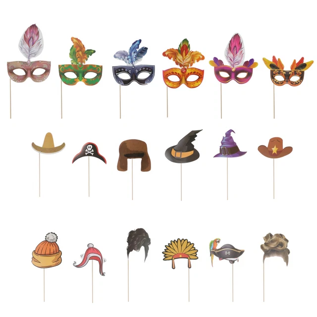 Accesorios de cabina de fotos de Navidad mascarada cupcake toppers fiesta cabina de fotos accesorios