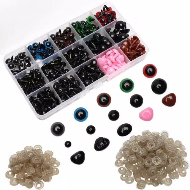 570PCS Premium Plastic Safety Eyes and Noses with Washers, Assorted Sizes for Cr