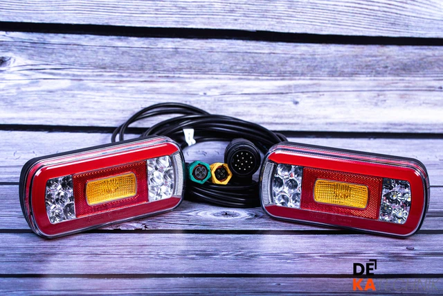 Feux Arrière Remorque à LED - 18 LEDs, Fiche 7 Broches, Câble 7.5m, Étanche IP65, Pour Camion Et Fourgon