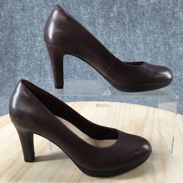 CLARKS COLLECTION HEELS Womens 6 M Adriel Viola Pumps Red Leather Slip