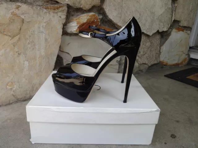 Brian Atwood TriBeCa  *Authentic* SkyHigh Platform Pumps Black Patent EU 39 3