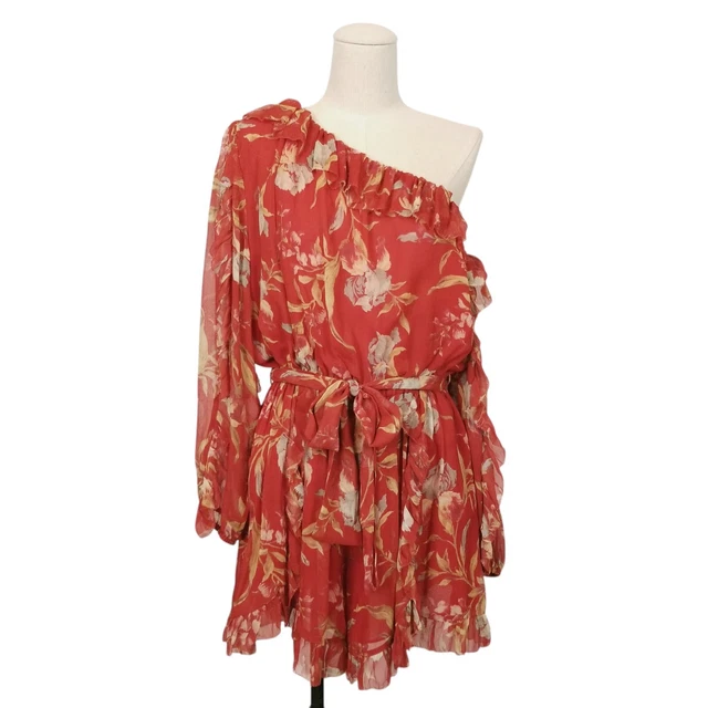 ZIMMERMANN CORSAIR IRIS Playsuit Washed Iris Red Sz (Small