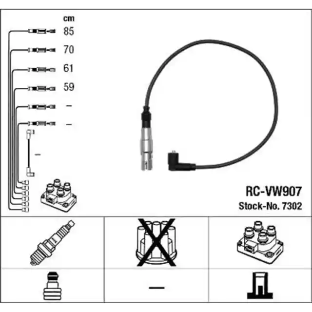 NGK Ignition 7302 RC-VW907 pour Seat Cordoba Arosa VW Polo Lupo 1.0 1.4 I