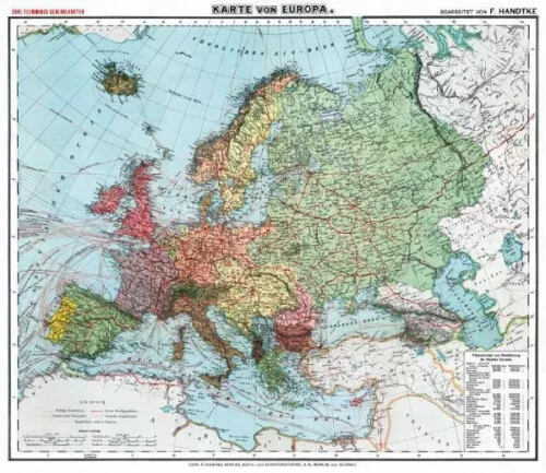 General-Karte von Europa - um 1910 [gerollt]|Landkarte