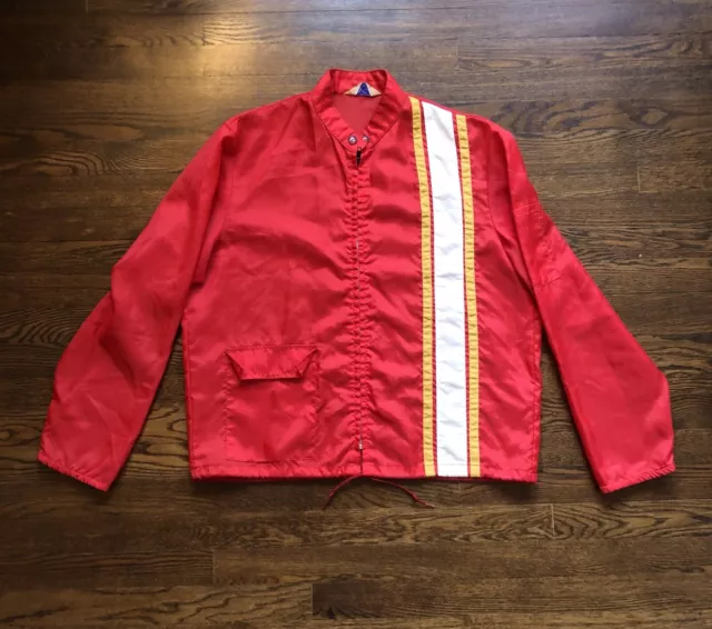 Vintage Racing Stripe Nylon Windbreaker Jacket Union Made USA