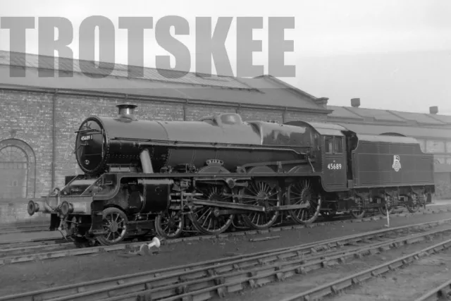 Larger Negative BR British Railways Steam Loco 45689 Class 4P-A Crewe 1955