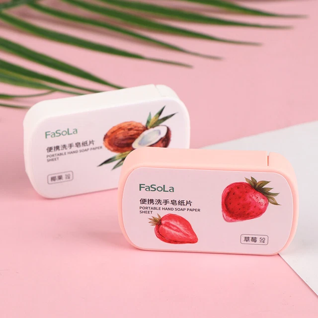 Strawberry Coconut Scented Slice Paper Cleaning Soaps Portable Soap Papers BII