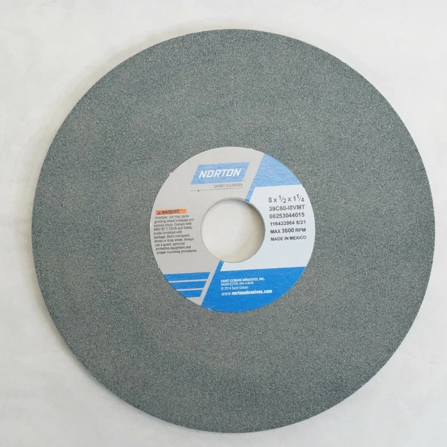 Norton 66253044015 8" Tool Room Wheel Case/10 39C80-I8VMT 1/2" Crystolon