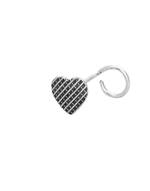 Pure 92.5 Sterling Oxidierte Herz Form Stilvoll Draht Nase Nadel Für Damen &
