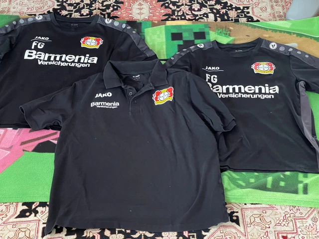 3er Set Bayer Leverkusen Gr. L gebraucht 1x Polo-Shirt + 2x Trikot Jako Barmena