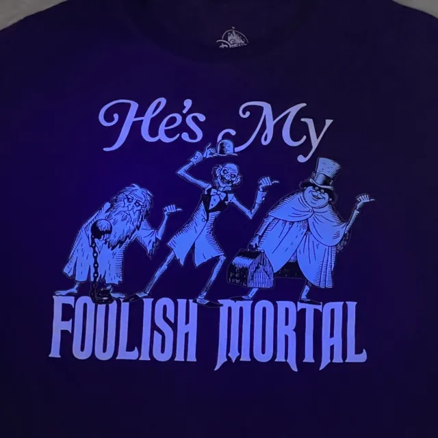 Disney Parks He's My Foolish Mortal Graphic T-shirt Sz M Haunted Mansion Purple