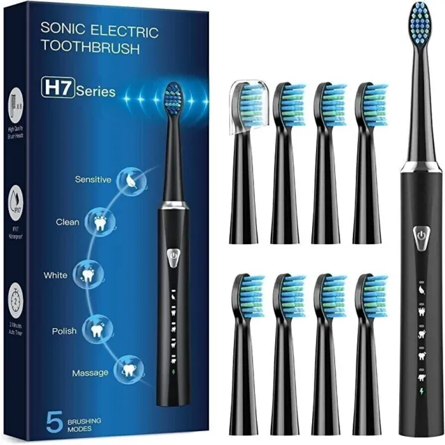 Phylian H7 Sonic Electric Toothbrush Oral 8 heads 5 Modes Rechargeable