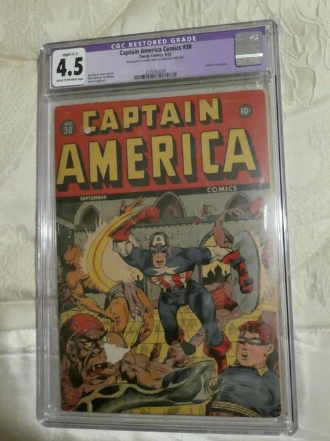 Timely Marvel Comics Golden age Captain America #30 CGC RESTORED 4.5.