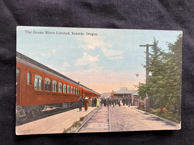 The Ocean Shore Limited Seaside Oregon Railroad Depot Postcard