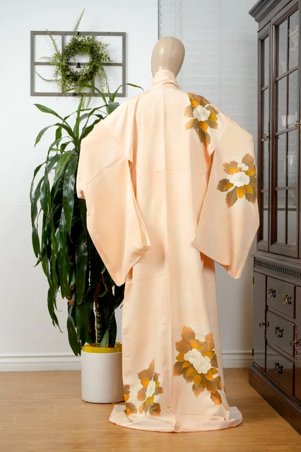 Dear Vanilla Japanese Silk Kimono Women's Robe Gown Authentic Japan Vintage Mint 10