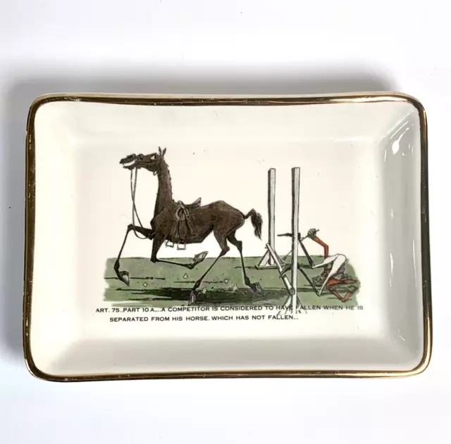 Delano Studios Trinket Dish Horse Jumping  Porcelain Ashtray Humorous