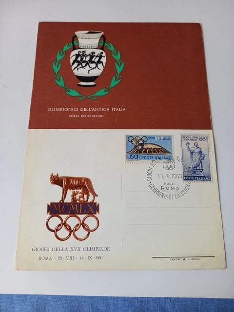 Cartolina Doppia Olimpiadi 1960 Corsa Dello Stadio