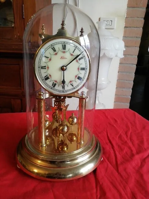 Orologio Da Tavolo A Pendolo Vintage 400 Giorni In Ottone Campana Di Vetro