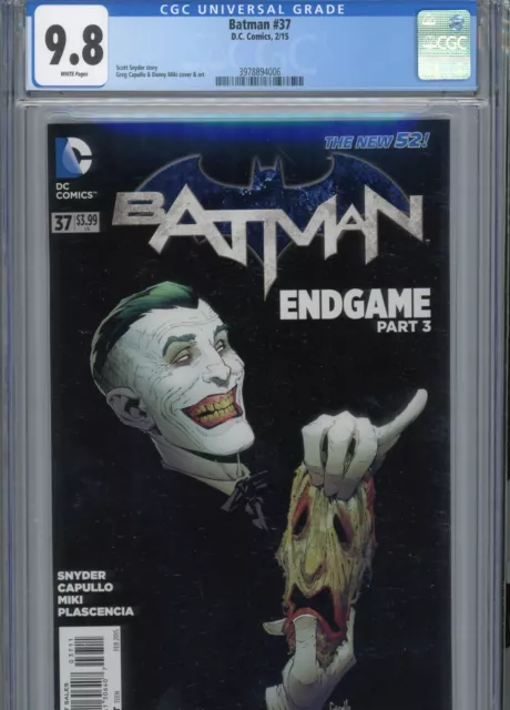batman #37 MT 9.8 CGC SNYDER STORY CAPULLO COVER AND ART WHITE PAGES