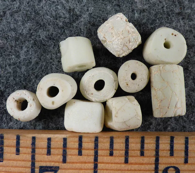 (10) Site Excavated Cherokee Indian Stone Trade Beads Pre-1600 Ancient Beads