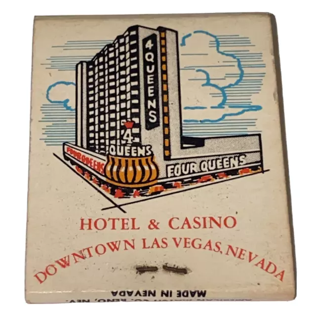 Vintage Four Queens Hotel Casino Downtown Las Vegas Matchbook Full Unstruck