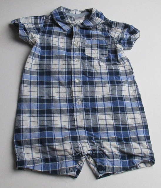 Infant Baby Boys 12 Months Carter's Blue White Plaid Outfit