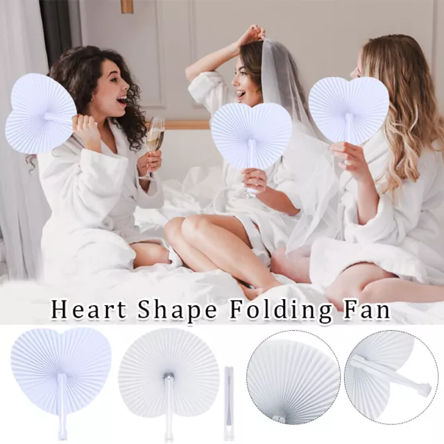 12PCS White Folding Fan Blank Fan Festival Hand Fans Wedding  Party Gift Decor