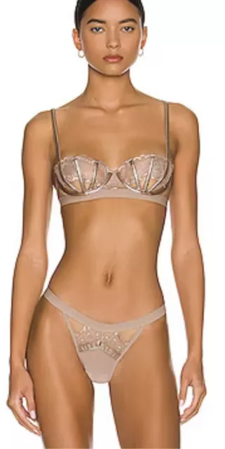 BNWT Thistle & Spire Sidney Metallic Bronze Bra 36C,Garter Small &Thong Med.$138