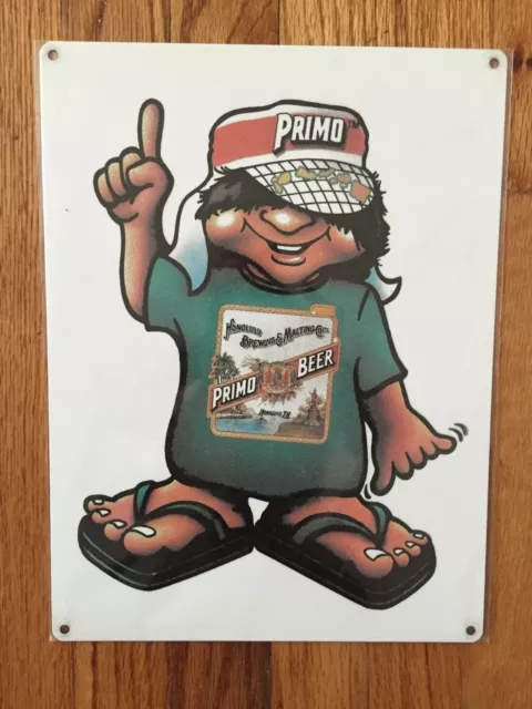 Primo Beer Shaka Menehune Hawaii Brewery Vintage Surf Surfing Poster Metal Sign
