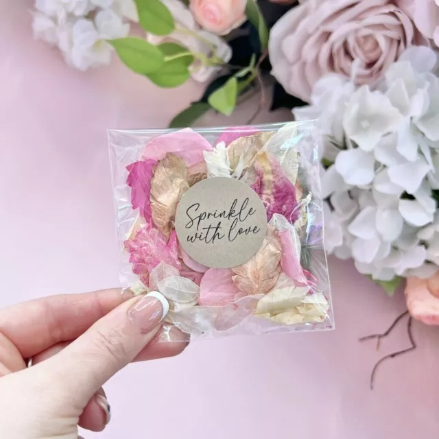 ROSE GOLD, Pink, Ivory Dried Biodegradable Wedding Confetti Petal Bags Packets