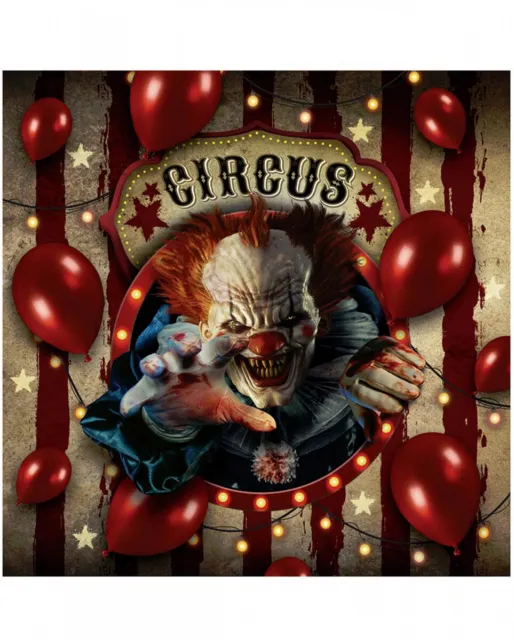 Horrorclown Circus Papier Servietten für Halloween 12 St.