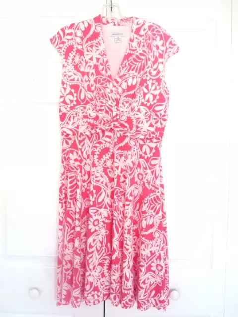 Liz Claiborne White Pink Floral Sleeveless Fit & Flare Dress 10